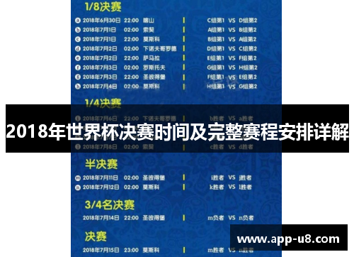 2018年世界杯决赛时间及完整赛程安排详解